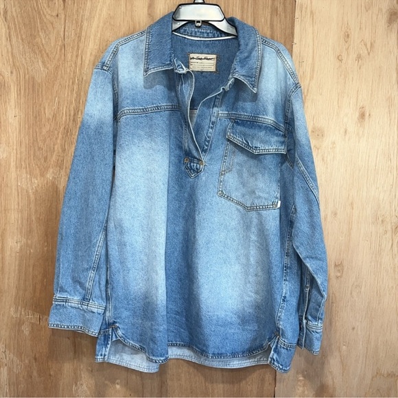 NWOT We The Free - Leah Denim Pullover, L - Picture 2 of 5